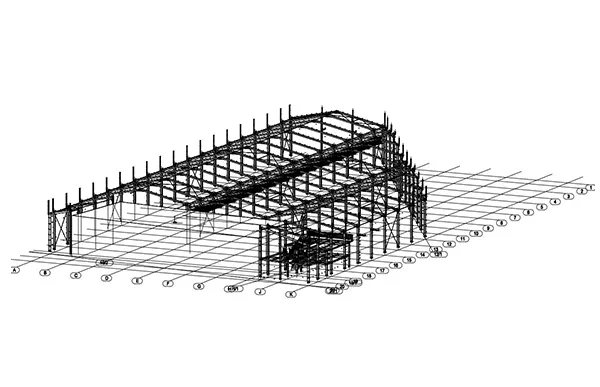 Edificio de fábrica con estructura de acero de forma irregular
