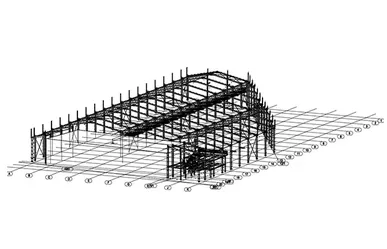 Edificio de fábrica con estructura de acero de forma irregular