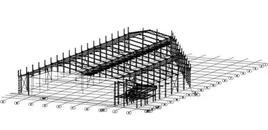 Edificio de fábrica con estructura de acero de forma irregular